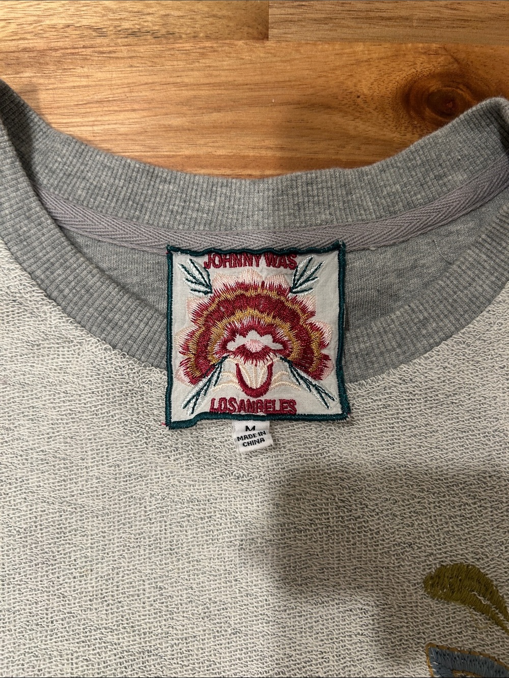 Johnny Was Gray Floral Embroidered Crewneck Sweater - Gray - Picture 2 of 11